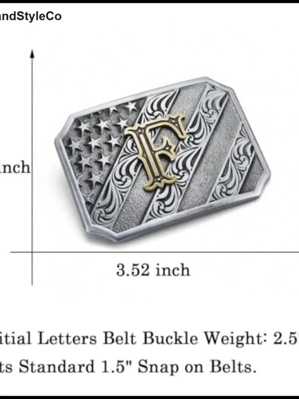 Western Belt Buckle Initial Letter A-Z Cowboy Zinc Alloy
